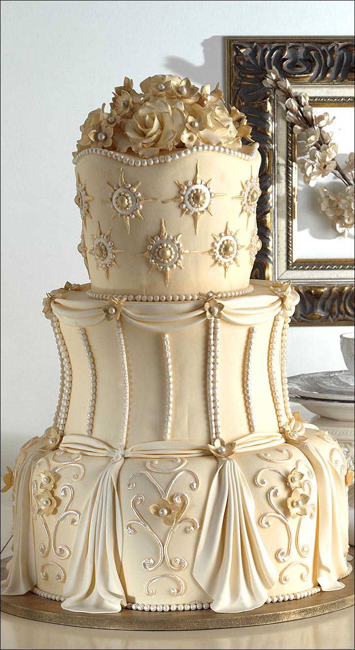 Gorgeous In Gold wedding cake