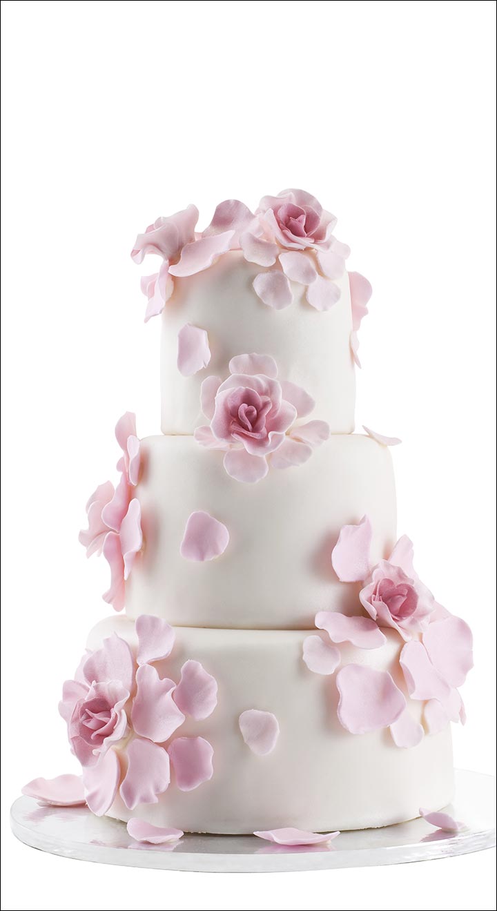 Pink Icing Petals wedding cake