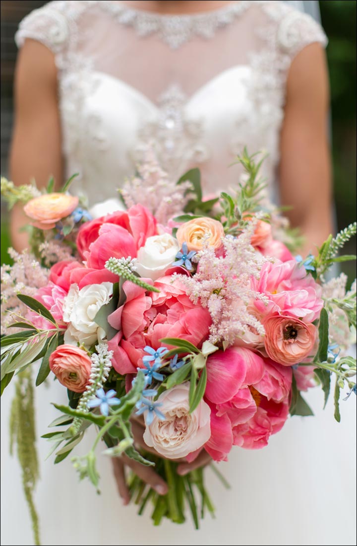Textured Pink Peony Wildflower Bridal Bouquet Wildflower Wedding Bouquet