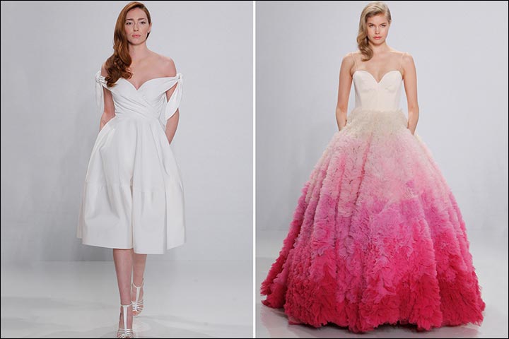 Ombre Pink Colored Wedding Dresses
