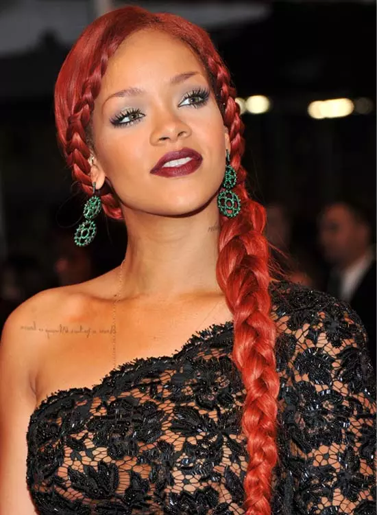 Long Copper-Red Side Braid with Braided Wraparound