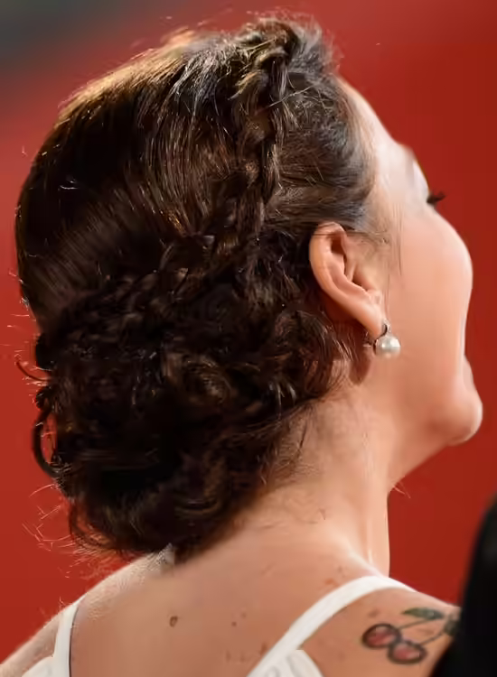 Low Flowery Braided Bun