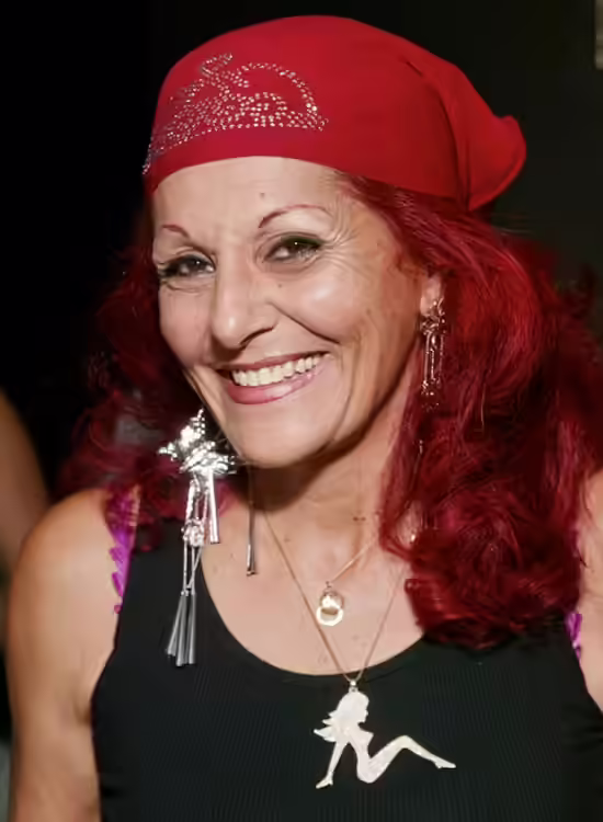 Red Wavy Long Bob with Red Bandana