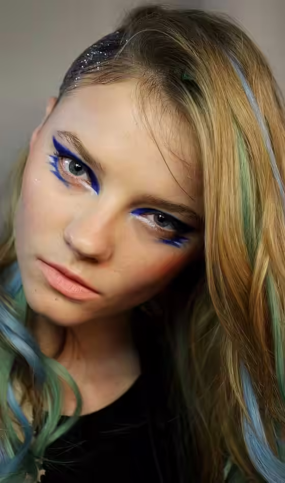 Summer Hairstyles For Long Hair - Streaked Blue Streaked Blue