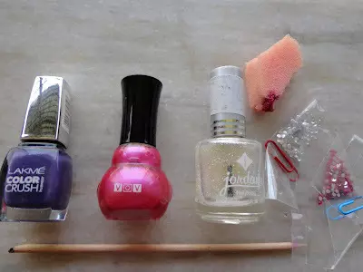 Blingy Pink and Purple Flower Nail Art Tutorial