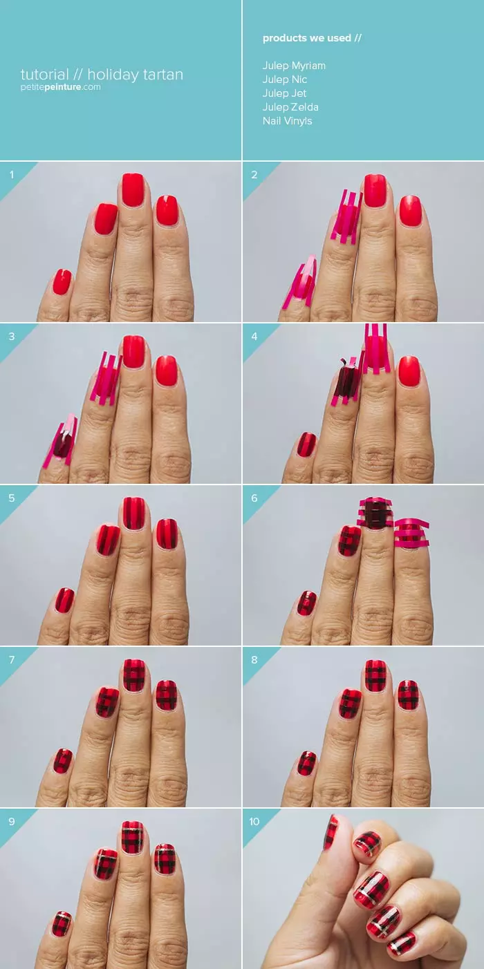 A Very Plaid Christmas Nail Art Tutorial - Infographic