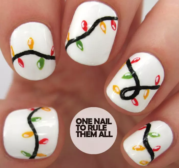 Christmas Lights Nail Art Designs