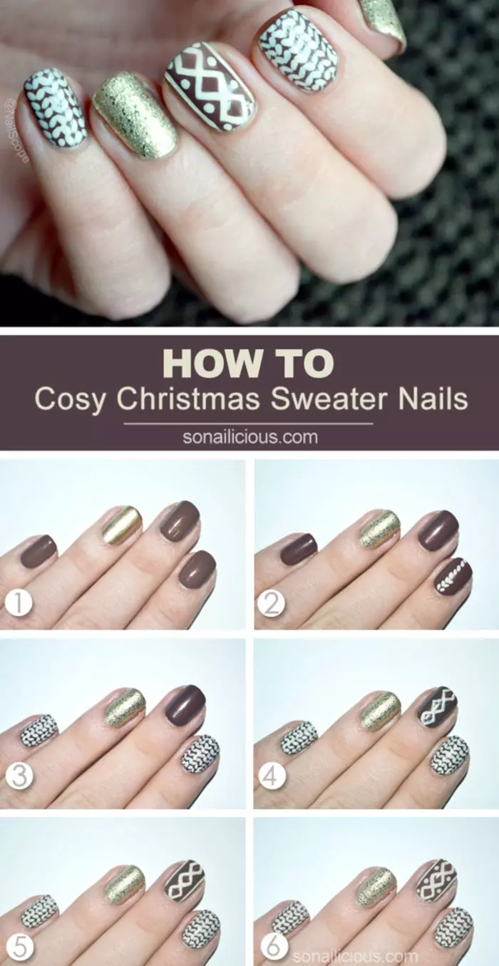 How To Apply Christmas Sweater Nail Design? - Tutorial