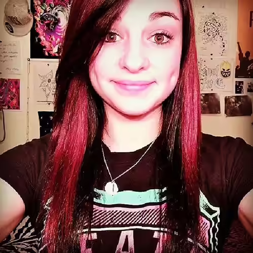 Emo Hairstyles For Girls - Shaggy Black Hair With Colored Peek-A-Boo Colored Peek-A-Boo