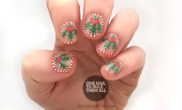 Christmas Nail Designs - Mistletoed Up Nail Art