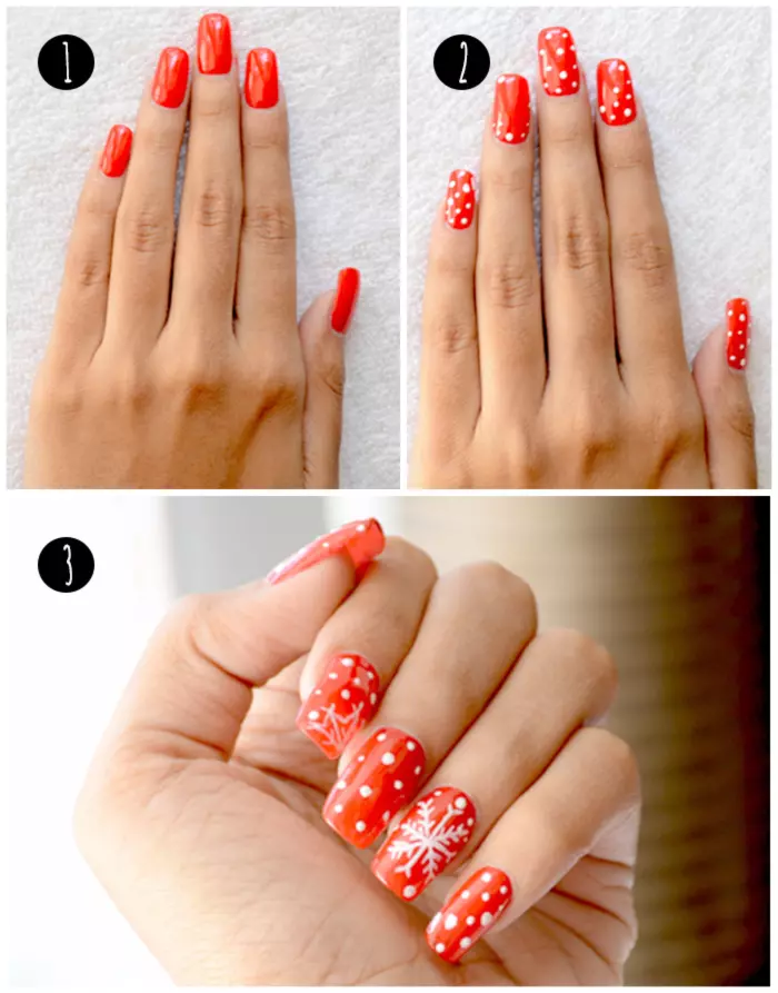 Red And White Christmas Nail Art Tutorial - Infograhic