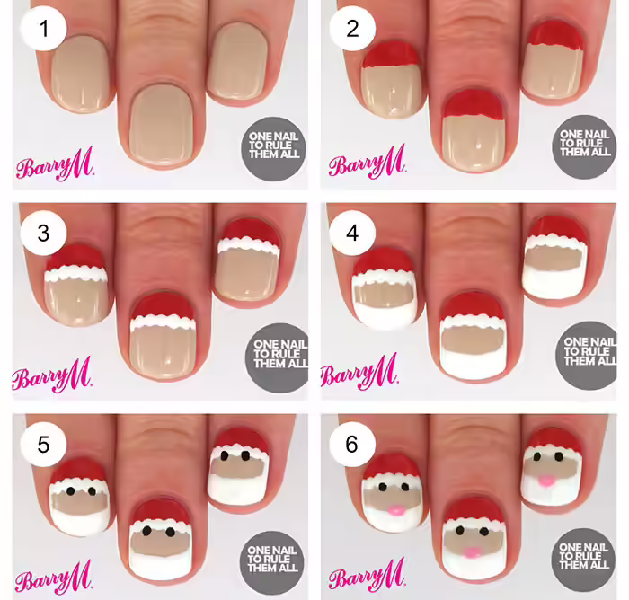 Santa Nail Art Tutorial - Infographic