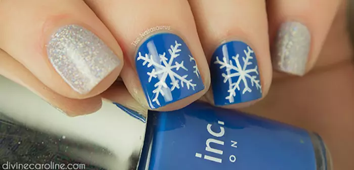 Silver And Snowflakes Nail Art