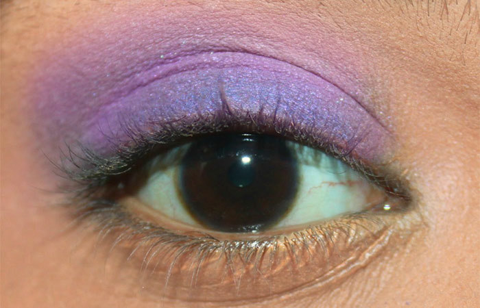 Purple eye makeup step 17 is to apply matte soft purple eyeshadow Purple eye makeup step 17 is to apply matte soft purple eyeshadow