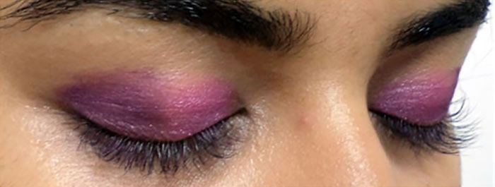 Purple eye makeup step 3 is to apply purple shade Purple eye makeup step 3 is to apply purple shade