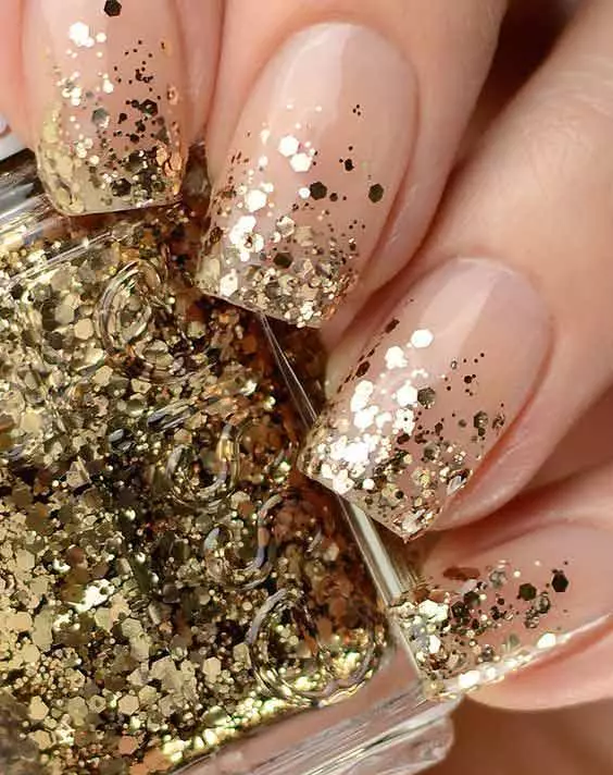 Chunky Gold Glitter Nails