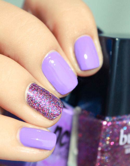 Lavender Love Glitter Nails