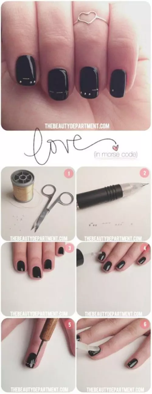 Love in Morse Nail Art