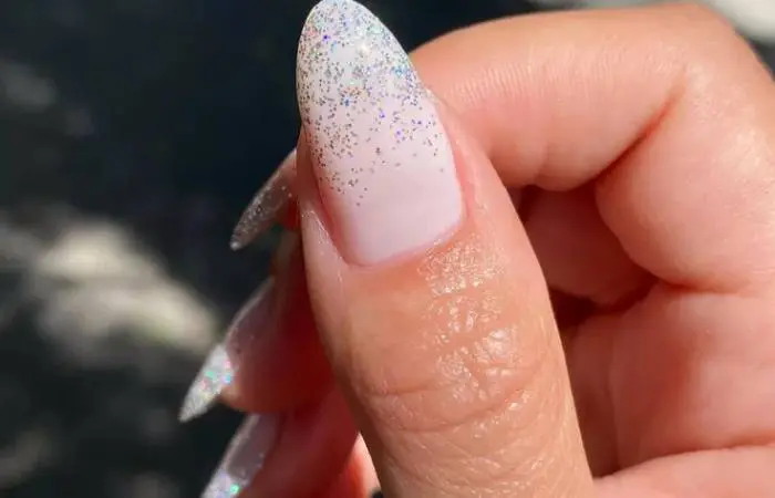 Nude Glitter Nail Manicure, Easy glitter nail designs