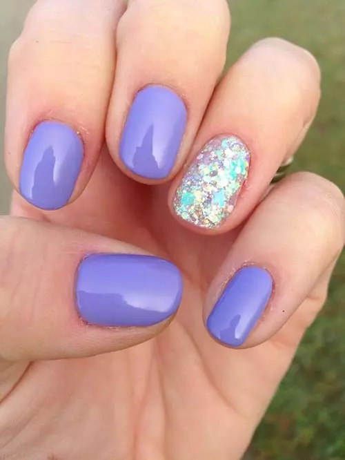 Purple And Silver Summer Glitter Nails