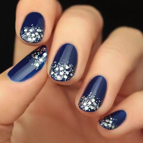  Royal Blue Jewel-Toned Glitter Nails