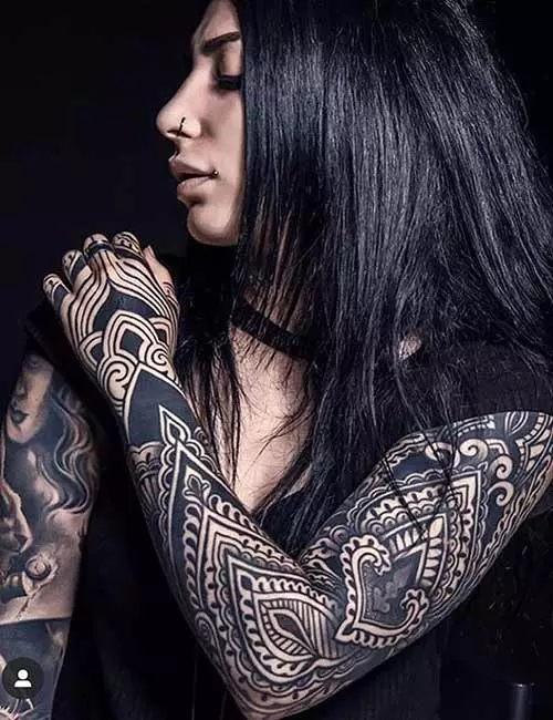 Armored Sleeve Tribal Tattoo