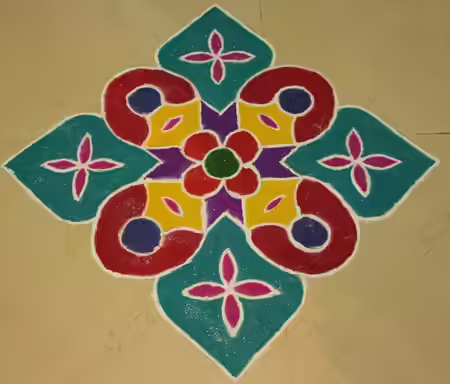 Freehand flower rangoli design for entrances Freehand flower rangoli design for entrances