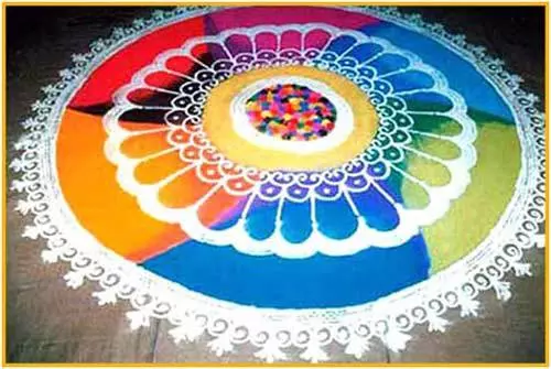 Bright rangoli design without dots