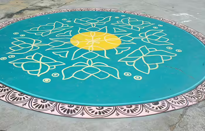captivating colorful chukki rangoli