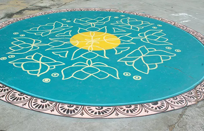 captivating colorful chukki rangoli