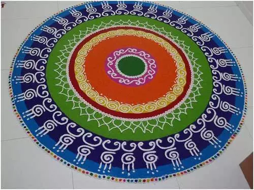 Colorful circular rangoli without dots