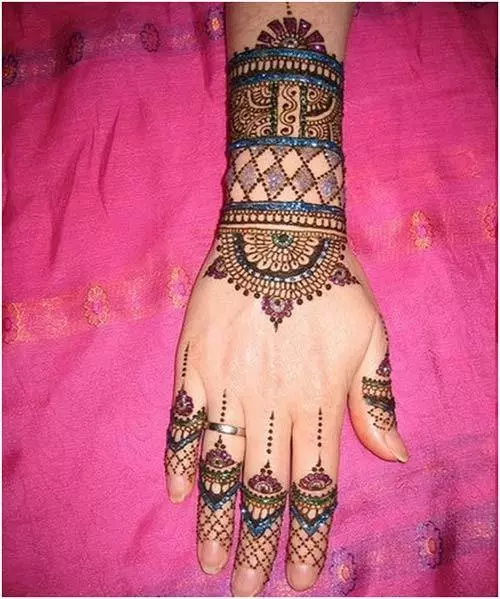 colourful mehndi design