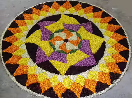 Freehand flower rangoli design Freehand flower rangoli design
