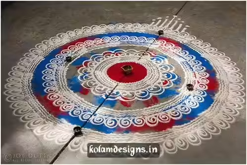 Rangoli design without dots with less colors Rangoli design without dots with less colors