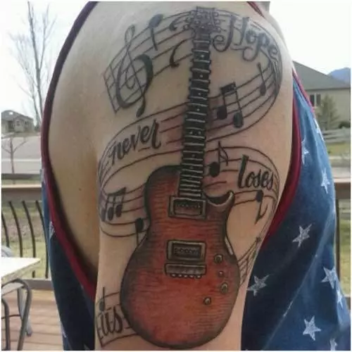 musical guitar tattoo