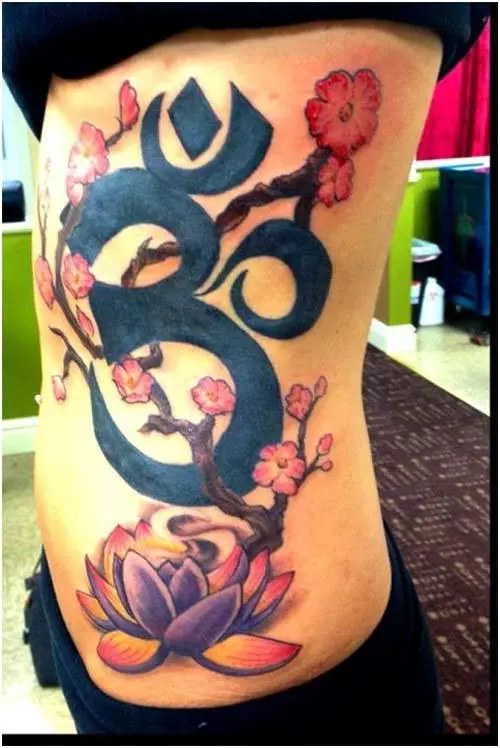 om with lotus flower tattoo