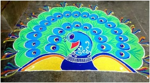 Peacock rangoli design