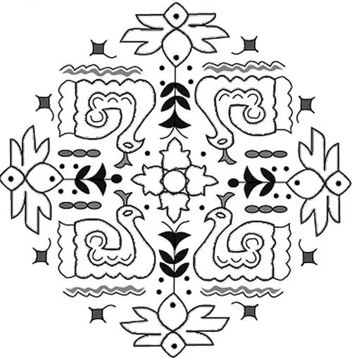 Swan rangoli design with dots
