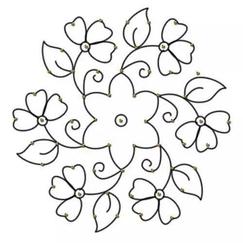 Floral rangoli design with dots