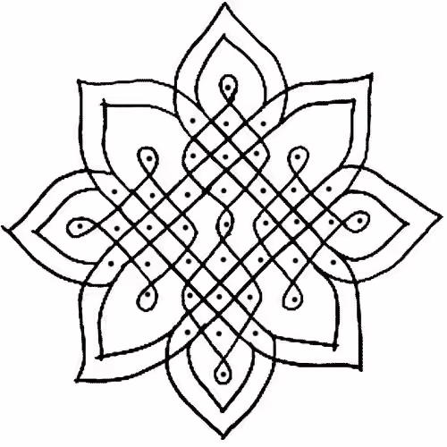 Floral rangoli design with dots Floral rangoli design with dots