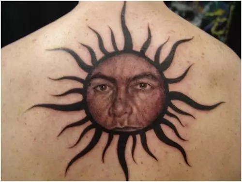 sun tattoo back neck