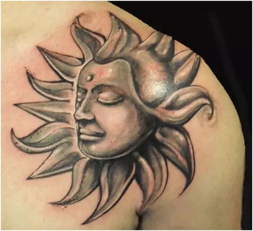 sun tattoo design for body