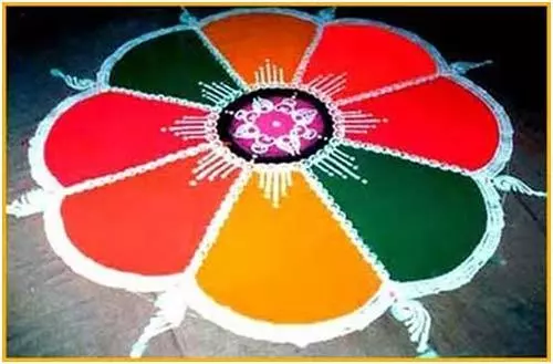 Vibrant rangoli design without dots