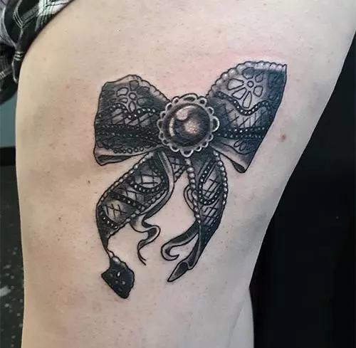 3D Black Lace Ribbon Tattoo