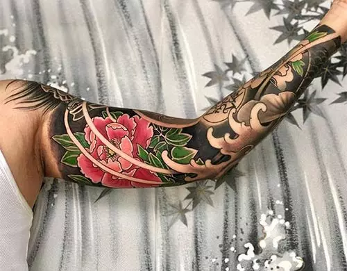 3D Colored Full Sleeve Tattoo Design