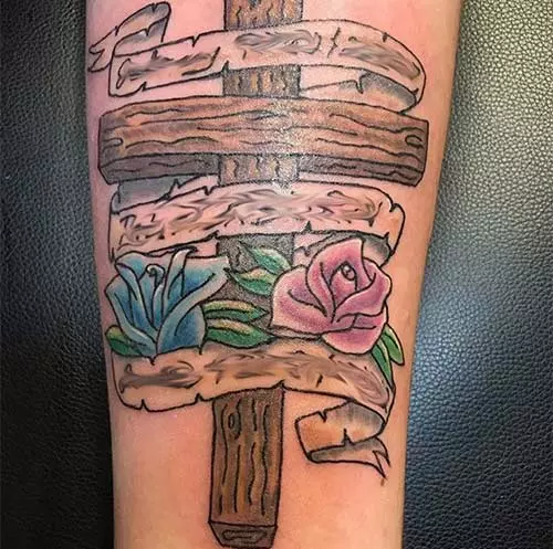 3D Cross Tattoo Designs On Forearm