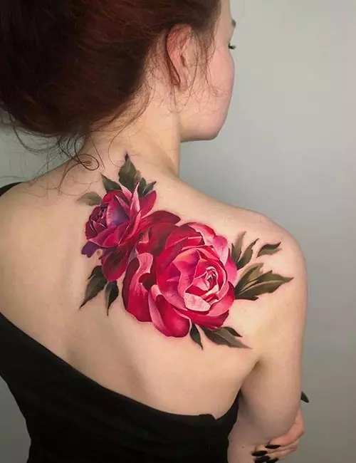 3D Flower Tattoo Design On Back