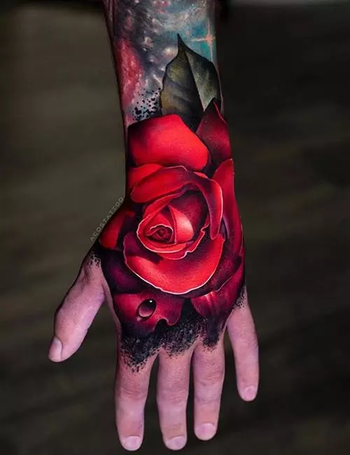 3D Roses With Rainwater Tattoo