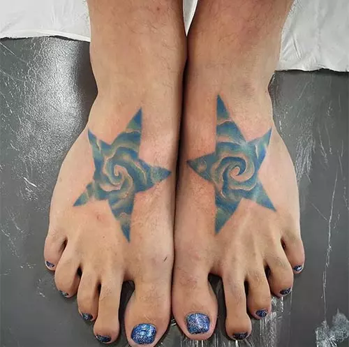 3D Star Tattoo Design On Foot