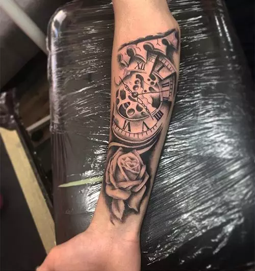 3D Watch Tattoo Design On Sleeve